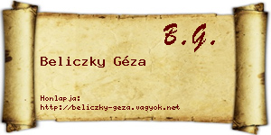 Beliczky Géza névjegykártya