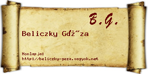 Beliczky Géza névjegykártya